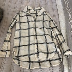 Cream & Black Flannel Button-Up Shirt